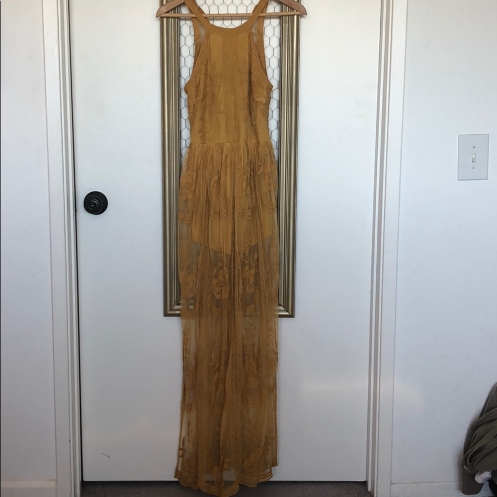 Mustard yellow lace maxi